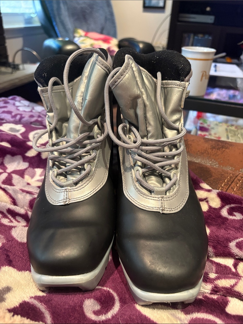 Women's Black and Silver Winter Rain Boots - Stylish Waterproof Comfort